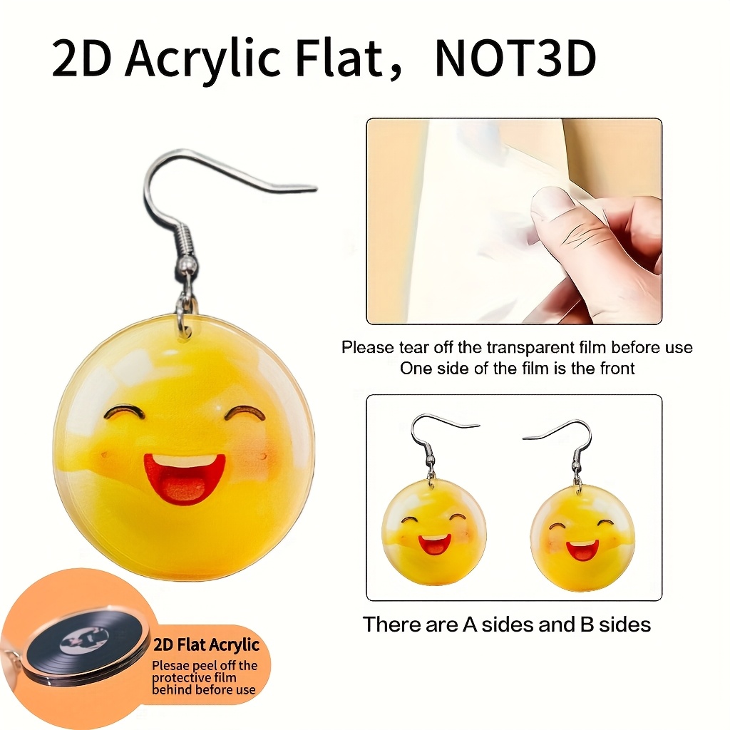 2D Flat Emoji Face Acrylic Earrings Set